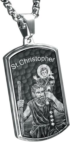 bahamut St Christopher Pendant Necklace for Men Womens,Stainless Steel Jewelry, Patron Saint of Travelers in Kuwait