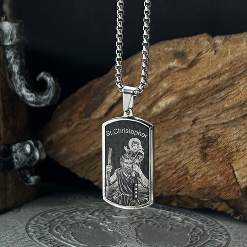 bahamut St Christopher Pendant Necklace for Men Womens,Stainless Steel Jewelry, Patron Saint of Travelers in Kuwait
