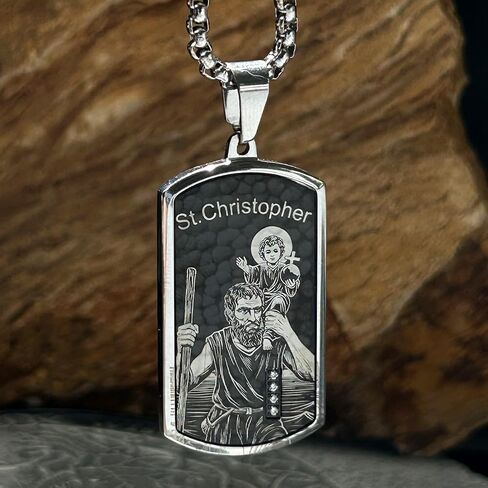 bahamut St Christopher Pendant Necklace for Men Womens,Stainless Steel Jewelry, Patron Saint of Travelers in Kuwait