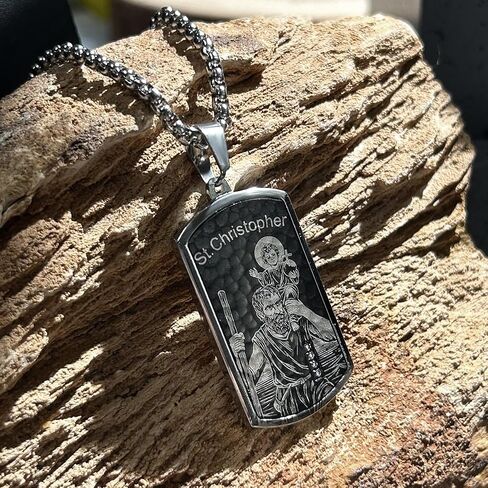 bahamut St Christopher Pendant Necklace for Men Womens,Stainless Steel Jewelry, Patron Saint of Travelers in Kuwait