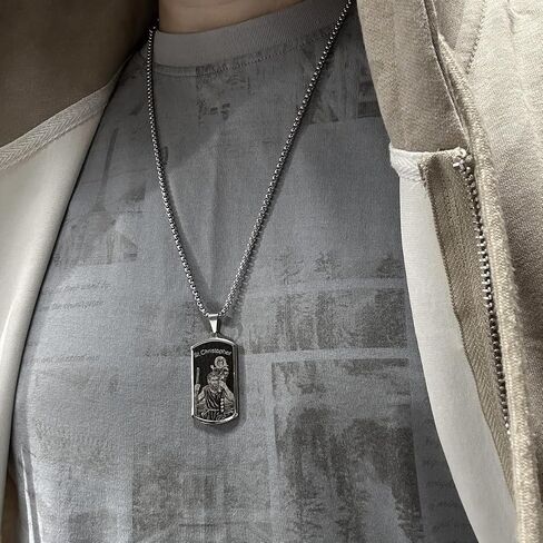 bahamut St Christopher Pendant Necklace for Men Womens,Stainless Steel Jewelry, Patron Saint of Travelers in Kuwait