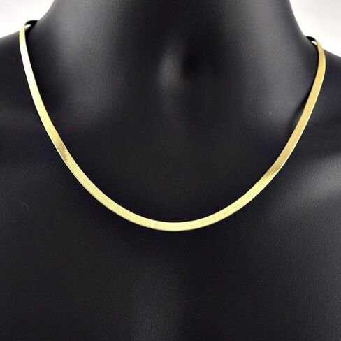 Bling Cartel Herringbone Chain Yellow 14k Gold Plated 4-14 MM Wide 20 24 30 Inch Long Flexible Necklace in Saudi Arabia
