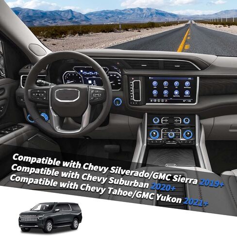 for 2019+ Silverado Knob Cover, Center Console Radio Volume Button Air Condition AC Ring Trim for Chevy Silverado/GMC Sierra 2019+, for Chevy Suburban 2020+, for Chevy Tahoe/GMC Yukon 2021+ (Silver) in Saudi Arabia