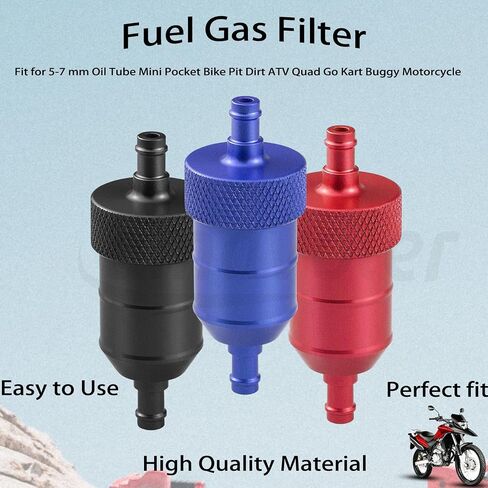 Fuel Gas Filter Aluminum Aftermarket Replacement Parts Fit for 5-7 mm Oil Tube Mini Pocket Bike Pit Dirt ATV Quad Go Kart Buggy Motorcycle. in Saudi Arabia