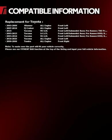 Torchbeam الفرامل الأمامية الفرامل ل Toyota 2016-2023 Tacoma ، الفرجار اليسرى الأمامية استبدال # 192985 in Kuwait