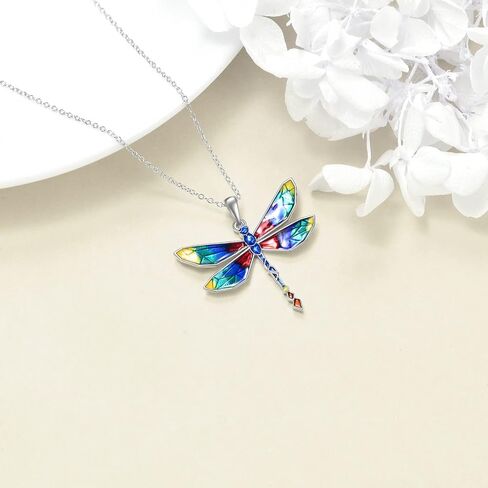 YAFEINI Dragonfly Pendant Necklace 925 Sterling Silver Dragonfly Jewelry Gifts for Women in Saudi Arabia
