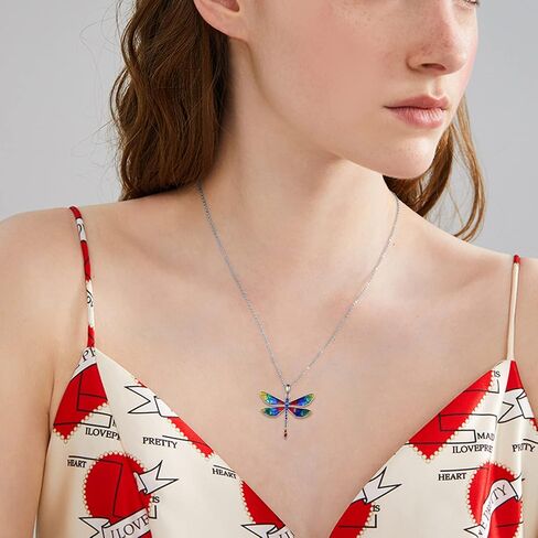 YAFEINI Dragonfly Pendant Necklace 925 Sterling Silver Dragonfly Jewelry Gifts for Women in Saudi Arabia