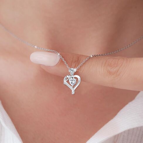 S925 Sterling Silver Rose Flower Dainty Birthstone Heart Necklaces Gifts for Women Jewelry Anniversary Valentines Day Birthday Gifts for Wife Girlfriend Mom in Saudi Arabia
