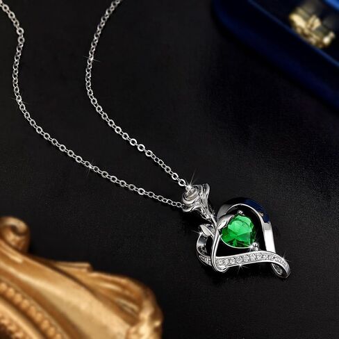 S925 Sterling Silver Rose Flower Dainty Birthstone Heart Necklaces Gifts for Women Jewelry Anniversary Valentines Day Birthday Gifts for Wife Girlfriend Mom in Saudi Arabia
