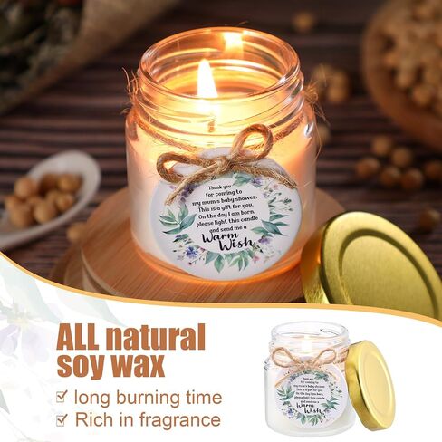 40 Pcs Baby Shower Candle Favors Bulk Glass Lavender Scented Jar Candle Rustic Baby Shower Birthday Boy Girl Gender Reveal Party Thank You Guest Gift(Green,Leaf) in Saudi Arabia