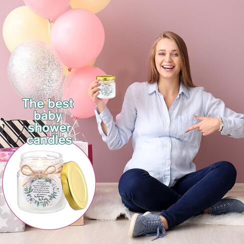 40 Pcs Baby Shower Candle Favors Bulk Glass Lavender Scented Jar Candle Rustic Baby Shower Birthday Boy Girl Gender Reveal Party Thank You Guest Gift(Green,Leaf) in Saudi Arabia