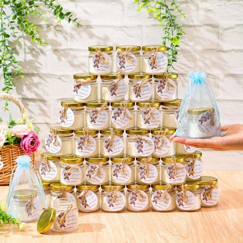 40 Pcs Baby Shower Candle Favors Bulk Glass Lavender Scented Jar Candle Rustic Baby Shower Birthday Boy Girl Gender Reveal Party Thank You Guest Gift(Green,Leaf) in Saudi Arabia