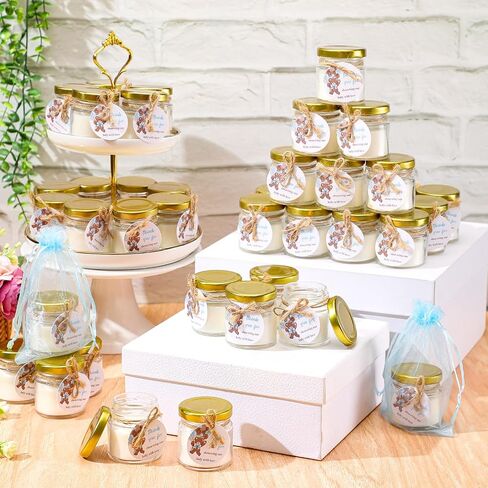 40 Pcs Baby Shower Candle Favors Bulk Glass Lavender Scented Jar Candle Rustic Baby Shower Birthday Boy Girl Gender Reveal Party Thank You Guest Gift(Green,Leaf) in Saudi Arabia
