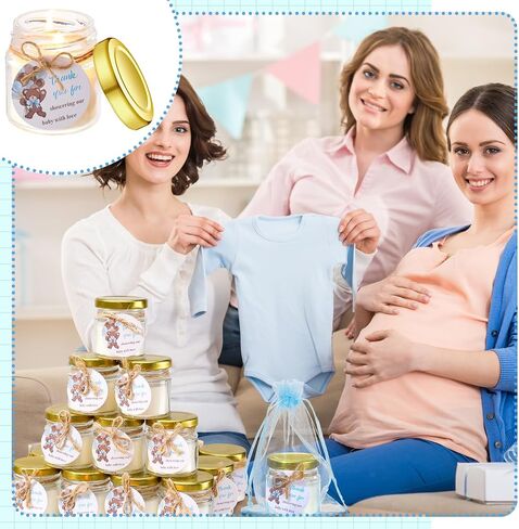 40 Pcs Baby Shower Candle Favors Bulk Glass Lavender Scented Jar Candle Rustic Baby Shower Birthday Boy Girl Gender Reveal Party Thank You Guest Gift(Green,Leaf) in Saudi Arabia