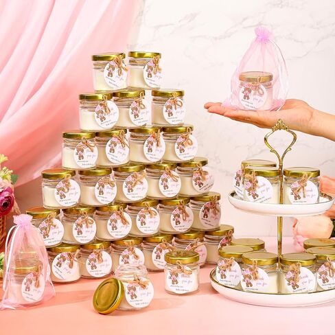 40 Pcs Baby Shower Candle Favors Bulk Glass Lavender Scented Jar Candle Rustic Baby Shower Birthday Boy Girl Gender Reveal Party Thank You Guest Gift(Green,Leaf) in Saudi Arabia