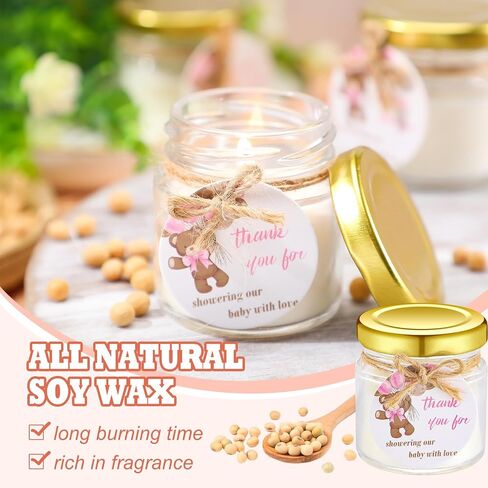 40 Pcs Baby Shower Candle Favors Bulk Glass Lavender Scented Jar Candle Rustic Baby Shower Birthday Boy Girl Gender Reveal Party Thank You Guest Gift(Green,Leaf) in Saudi Arabia