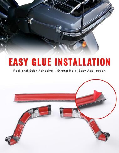 Carbon Fiber Pattern King Tour-Pak Tail Lamp Trim Bar for Ultra Limited, Split Self-Adhesive Tour-Pak Rear Tail Light Trim for Harley Tri Electra Road Glide CVO Ultra 2014-later Accessories in Saudi Arabia