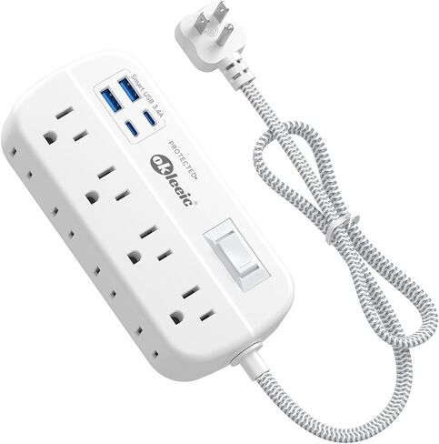 Purple Extension Cord with Surge Protected - Cute Travel Power Strip with 6 AC Outlet 3 USB (1 USB-C) Charging Station, Purple Desk Accessories Wall Mountable Cute Kawaii Lavender Office Dorm Room in Saudi Arabia