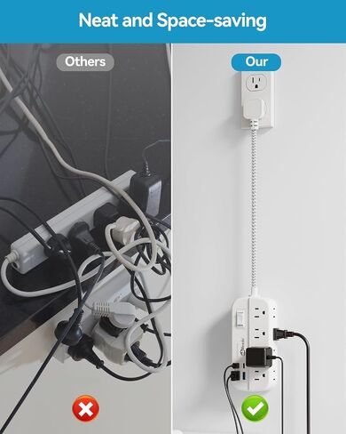Purple Extension Cord with Surge Protected - Cute Travel Power Strip with 6 AC Outlet 3 USB (1 USB-C) Charging Station, Purple Desk Accessories Wall Mountable Cute Kawaii Lavender Office Dorm Room in Saudi Arabia