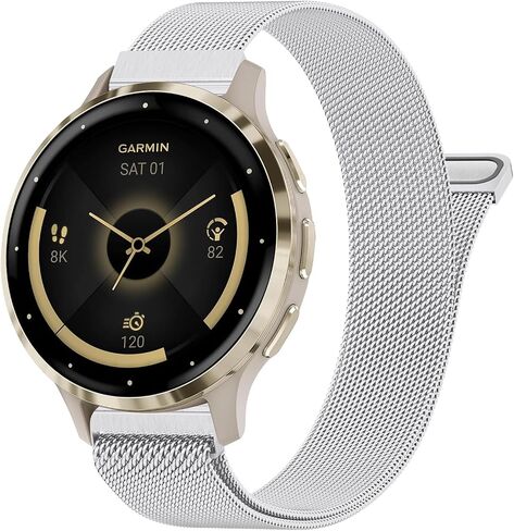Metal Watch Band Compatible with Garmin Venu 4 41mm / Venu 3S / Venu 2S / Vivoactive 4S / Vivomove 3S, 18mm Stainless Steel Mesh Loop Replacement Wristband Strap for Garmin Forerunner 255s/265S in Saudi Arabia