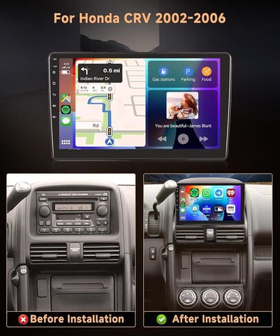 Radio Android 13 Car Radio for Honda CRV 2002-2006 ، Rimoody Car Stereo GPS WiFi 9 '' Touchstern Mirror Link Eq Bluetooth FM Radio + Camera in Kuwait
