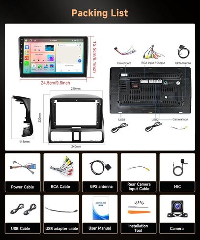 Radio Android 13 Car Radio for Honda CRV 2002-2006 ، Rimoody Car Stereo GPS WiFi 9 '' Touchstern Mirror Link Eq Bluetooth FM Radio + Camera in Kuwait