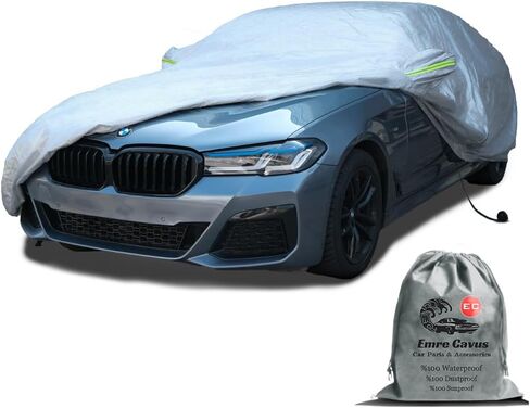 EC Waterproof Car Cover for Automobiles, All Weather Snowproof Windproof Rain Sun UV Protection, Outdoor Full Cover with Zipper, Size A2 3XL Universal Fit for Sedan (186-193 inch) in Saudi Arabia
