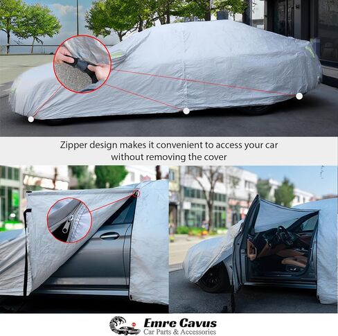 EC Waterproof Car Cover for Automobiles, All Weather Snowproof Windproof Rain Sun UV Protection, Outdoor Full Cover with Zipper, Size A2 3XL Universal Fit for Sedan (186-193 inch) in Saudi Arabia