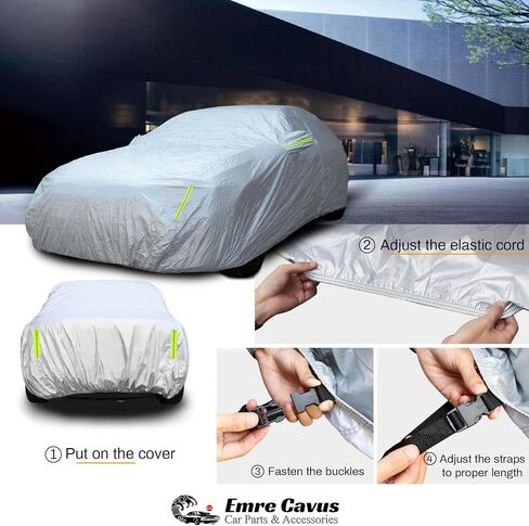 EC Waterproof Car Cover for Automobiles, All Weather Snowproof Windproof Rain Sun UV Protection, Outdoor Full Cover with Zipper, Size A2 3XL Universal Fit for Sedan (186-193 inch) in Saudi Arabia