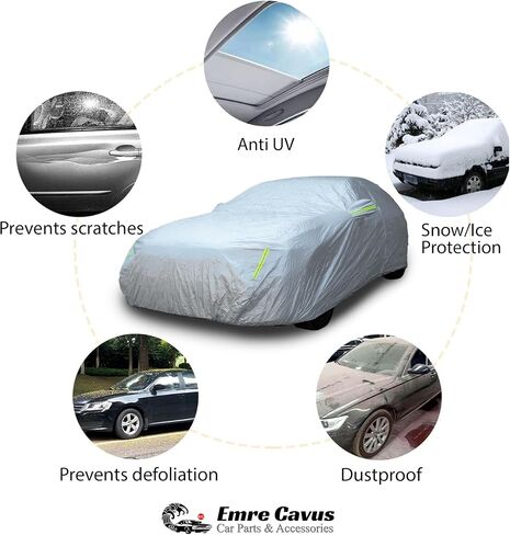 EC Waterproof Car Cover for Automobiles, All Weather Snowproof Windproof Rain Sun UV Protection, Outdoor Full Cover with Zipper, Size A2 3XL Universal Fit for Sedan (186-193 inch) in Saudi Arabia