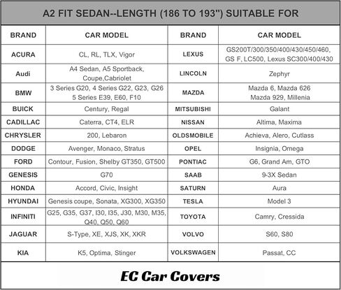EC Waterproof Car Cover for Automobiles, All Weather Snowproof Windproof Rain Sun UV Protection, Outdoor Full Cover with Zipper, Size A2 3XL Universal Fit for Sedan (186-193 inch) in Saudi Arabia