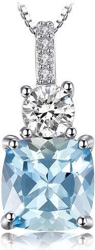 Jewelrypalace 2.2ct cushion قطع سماء أصلية زرقاء توباز قلادة قلادة للنساء ، 14 ألف صفراء من الذهب الوردي المطلي 925 قلادة فضية من الجنيه الاسترليني لها ، مجوهرات الأحجار الكريمة الطبيعية مجموعات 18 بوصة in Saudi Arabia