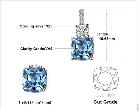 Jewelrypalace 2.2ct cushion قطع سماء أصلية زرقاء توباز قلادة قلادة للنساء ، 14 ألف صفراء من الذهب الوردي المطلي 925 قلادة فضية من الجنيه الاسترليني لها ، مجوهرات الأحجار الكريمة الطبيعية مجموعات 18 بوصة in Saudi Arabia