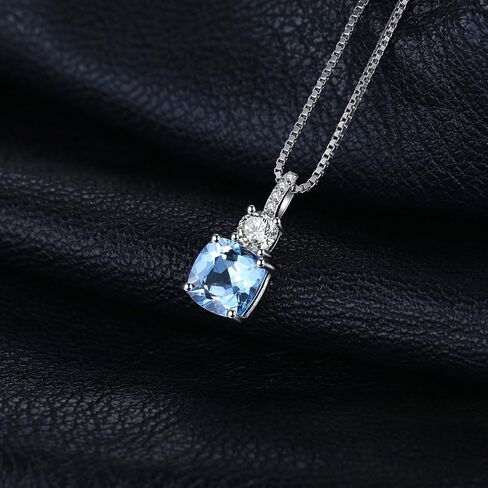 Jewelrypalace 2.2ct cushion قطع سماء أصلية زرقاء توباز قلادة قلادة للنساء ، 14 ألف صفراء من الذهب الوردي المطلي 925 قلادة فضية من الجنيه الاسترليني لها ، مجوهرات الأحجار الكريمة الطبيعية مجموعات 18 بوصة in Saudi Arabia