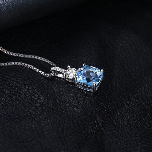 Jewelrypalace 2.2ct cushion قطع سماء أصلية زرقاء توباز قلادة قلادة للنساء ، 14 ألف صفراء من الذهب الوردي المطلي 925 قلادة فضية من الجنيه الاسترليني لها ، مجوهرات الأحجار الكريمة الطبيعية مجموعات 18 بوصة in Saudi Arabia