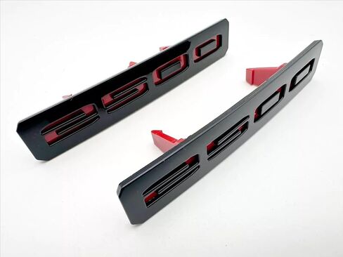 2Pc Front Bumper Fascia Side 2500 Emblems 3D Nameplates Badge Replacement for 2024+ Sierra 2500HD 86578370 86578372 (Black Red) in Kuwait