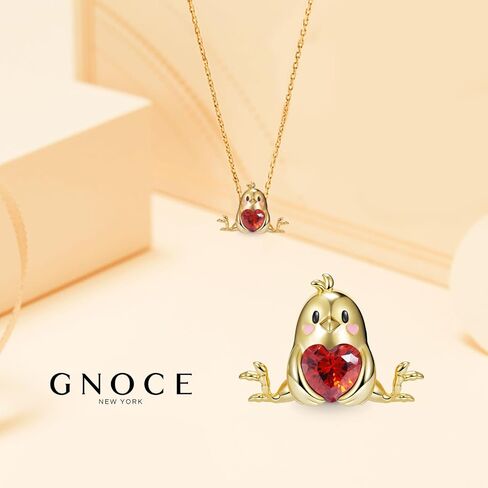 GNOCE Little Yellow Chicken Charms Embraces Heart Gemstone Charm Bead 925 Sterling Silver Gold Plated Fit Bracelet/Necklace For Mother's Day Gift in Saudi Arabia