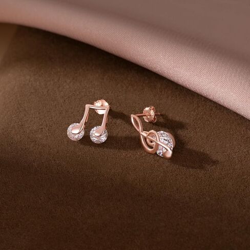 Sluynz 925 Sterling Silver CZ Note Musical Note أقراط للنساء المراهقات أزرار الأقراط لموسيقى عشاق الموسيقى in Saudi Arabia
