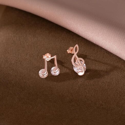 Sluynz 925 Sterling Silver CZ Note Musical Note أقراط للنساء المراهقات أزرار الأقراط لموسيقى عشاق الموسيقى in Saudi Arabia