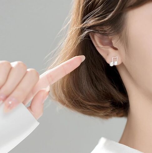 Sluynz 925 Sterling Silver CZ Note Musical Note أقراط للنساء المراهقات أزرار الأقراط لموسيقى عشاق الموسيقى in Saudi Arabia