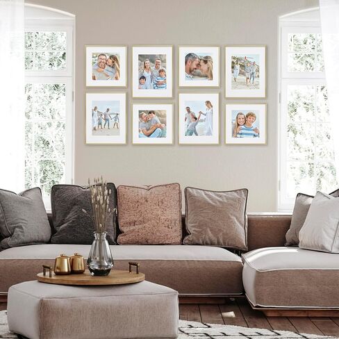 Camden Reed Arcadia 8 Piece Oversized Gallery Wall Frame Set, 16x20 and 16x16 Inch Matted Frames for Featuring 8x10 and 5x7 Inch Photographs or Art Prints, Black Finish in Saudi Arabia
