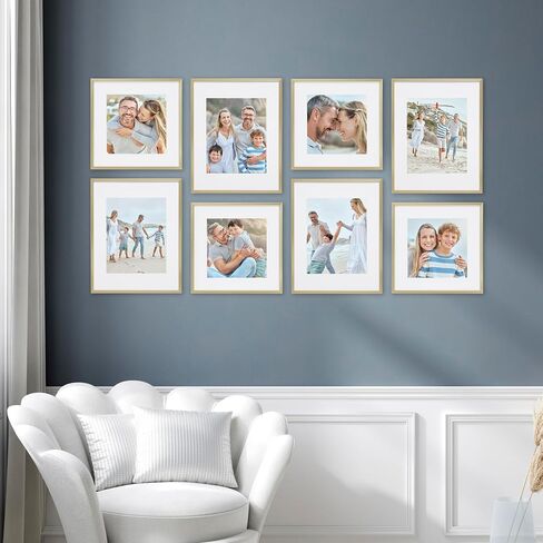 Camden Reed Arcadia 8 Piece Oversized Gallery Wall Frame Set, 16x20 and 16x16 Inch Matted Frames for Featuring 8x10 and 5x7 Inch Photographs or Art Prints, Black Finish in Saudi Arabia