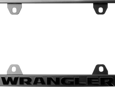 Wrangler License Plate Frame – Stealth Black Powder Coat UV Resistant Rust-Proof Steel Plate Holder - One Piece - Compatible with 1987-2025 Wrangler SUV (3D RAISED LETTERS with MOUNTING HARDWARE) in Saudi Arabia