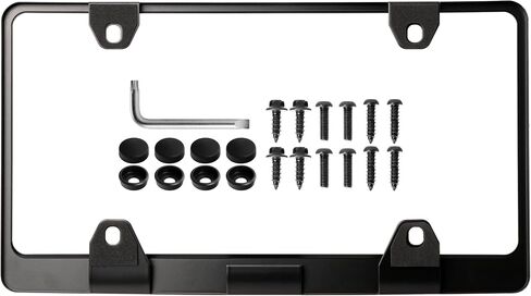 Wrangler License Plate Frame – Stealth Black Powder Coat UV Resistant Rust-Proof Steel Plate Holder - One Piece - Compatible with 1987-2025 Wrangler SUV (3D RAISED LETTERS with MOUNTING HARDWARE) in Saudi Arabia