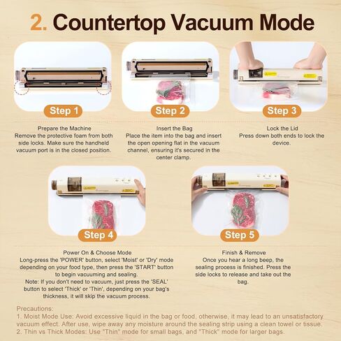 Vacuum Sealer with 40 Bags, 2 IN 1 Full Automatic Handheld and Countertop Sealer for Dry Moist Food, Built-in Magnetic Base&Cutter, for Sous Vide and Mason Jars, Viewing Tank, Compact, Black in Saudi Arabia