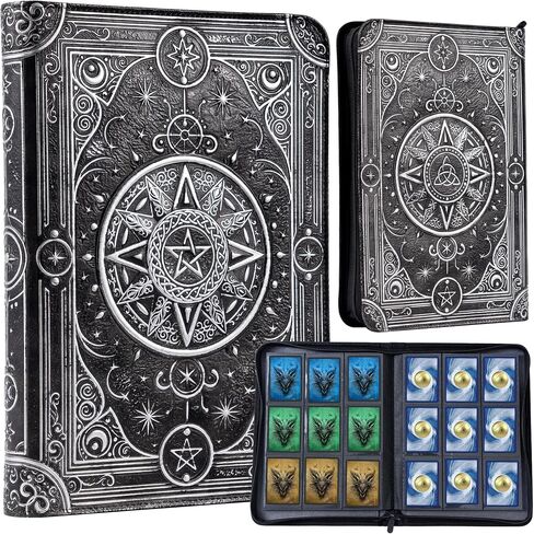 Binder Card Trading Card Trading Star - 9 جيب TCG Binder - Leather Pucium Faux -Leather - 432 جيوب تحميل جانبية - حامل تخزين مثالي لـ MTG ، والعديد من مجموعات بطاقات TCG و Trading (جوهرة زرقاء) in Kuwait