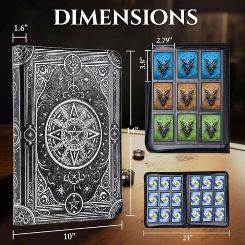 Binder Card Trading Card Trading Star - 9 جيب TCG Binder - Leather Pucium Faux -Leather - 432 جيوب تحميل جانبية - حامل تخزين مثالي لـ MTG ، والعديد من مجموعات بطاقات TCG و Trading (جوهرة زرقاء) in Kuwait