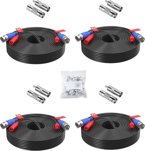 60ft All-in-One Video Power Cables, BNC Extension Surveillance Camera Cables for CCTV Security DVR System Installation, Included BNC Connectors and Cable Clips in Saudi Arabia
