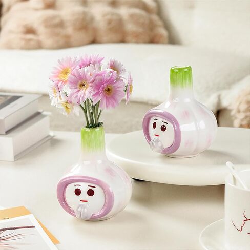Green Ceramic Vase, Cute Flower Vases, Cactus Small Vase for Flowers, Decorative Unique Vases for Centerpieces Home Living Room Dining Table Office Decor in Saudi Arabia