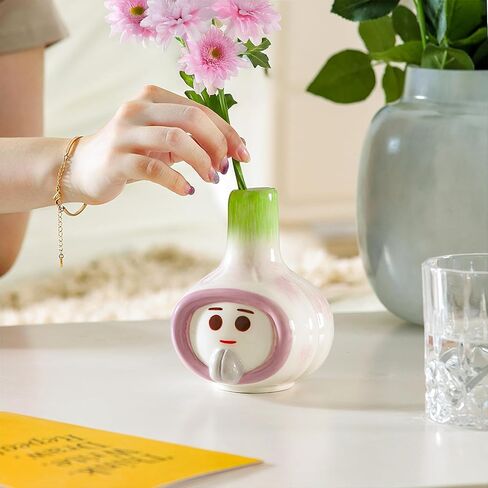 Green Ceramic Vase, Cute Flower Vases, Cactus Small Vase for Flowers, Decorative Unique Vases for Centerpieces Home Living Room Dining Table Office Decor in Saudi Arabia